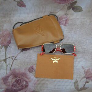 NEW MCM Red Sunglasses with Leather Pouch and Cloth